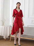 19 Momme V-Neck Silk Dress