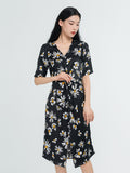19 Momme Long Silk Dress With Daisy Printing