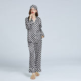 19 Momme Check Pattern Long Silk Pajamas