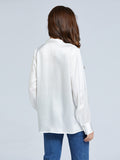 19 Momme V-Neck Long Sleeve Silk Blouse With Diamond Button
