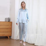 19 Momme Long Sleeve Concealed Placket Silk Pajamas Set