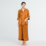 19 Momme Long Sleeve Chinese Style Silk Pajamas Set