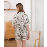 19 Momme Short Basic Silk Pajamas Set With Leopard Print
