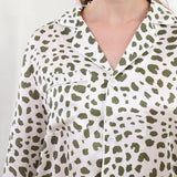 19 Momme Long Basic Silk Pajamas Set With Leopard Print