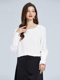 Basic Boat Neck Silk Blouse For Women