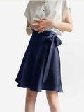Short Silk Skirt With Bow Tie