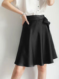 Short Silk Skirt With Bow Tie