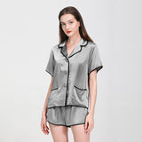 19 Momme Short Basic Silk Pajamas Set With Piping