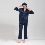 19 Momme Long Sleeve V-Neck Basic Silk Pajamas