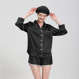 19 Momme Short Basic Silk Pajamas Set With White Piping