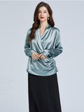 22 Momme V-Neck Charmeuse Silk Blouse