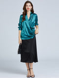 22 Momme V-Neck Charmeuse Silk Blouse