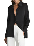 Long Sleeve Loose Silk Shirt