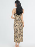19 Momme Leopard Print Silk Long Dress