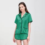 19 Momme Short Basic Silk Pajamas Set With Piping