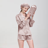 19 Momme Short Basic Silk Pajamas Set With White Piping