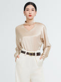 Elegant V-Neck Silk Shirt
