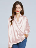 22 Momme V-Neck Charmeuse Silk Blouse