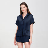 19 Momme Short Basic Silk Pajamas Set With Piping