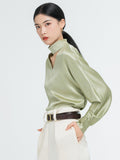Elegant V-Neck Silk Shirt
