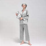19 Momme Long Sleeve V-Neck Basic Silk Pajamas