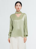 Elegant V-Neck Silk Shirt