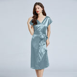 19 Momme Long Silk Dress With Belt Ribbon