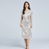 19 Momme Long Silk Dress With Belt Ribbon