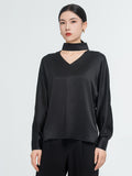 Elegant V-Neck Silk Shirt