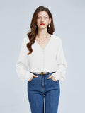 Single-Breasted Design 18momme Crep De Chine Silk Blouse