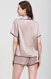 19 Momme Short Basic Silk Pajamas Set With Piping