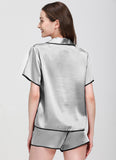 19 Momme Short Basic Silk Pajamas Set With Piping