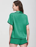 19 Momme Short Basic Silk Pajamas Set With Piping