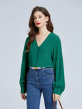 Single-Breasted Design 18momme Crep De Chine Silk Blouse